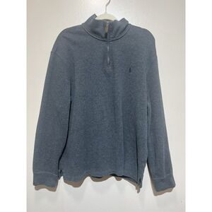 Polo‎ Ralph Lauren Mens Charcoal Cotton Long Sleeve Pullover Sweater 1/4 zip XL